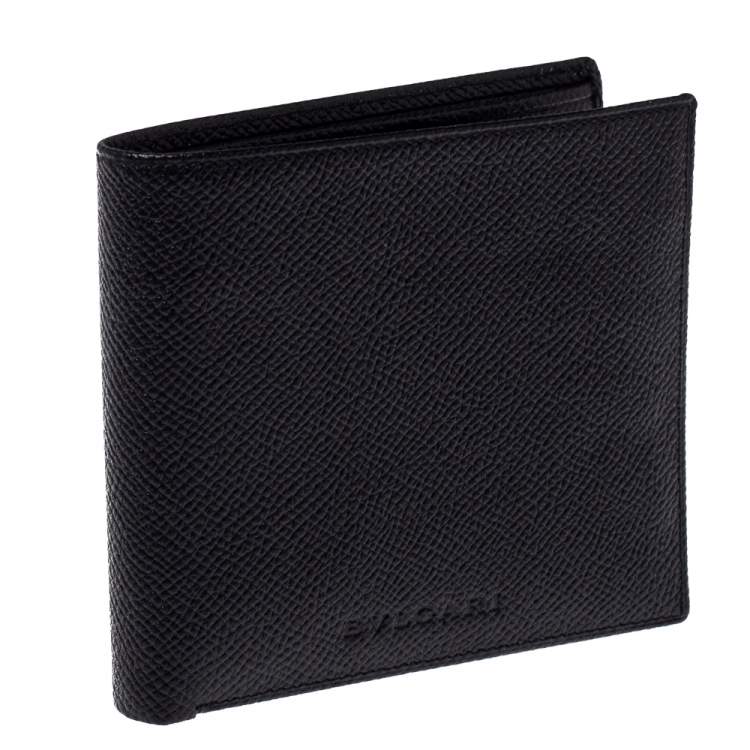 Pre Owned Bvlgari Black Grained Leather Bifold Wallet