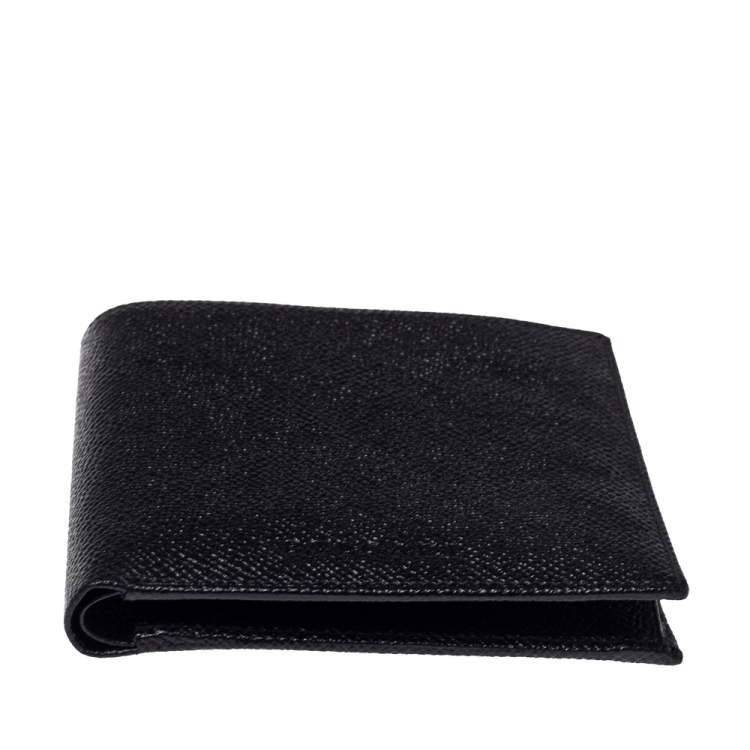 Pre Owned Bvlgari Black Grained Leather Bifold Wallet