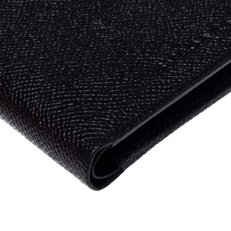 Pre Owned Bvlgari Black Grained Leather Bifold Wallet