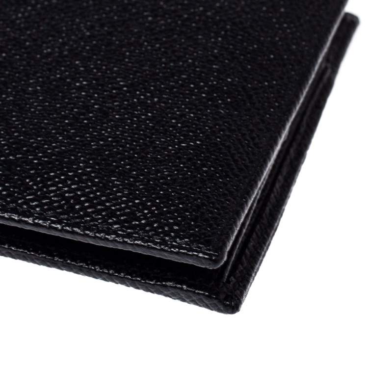 Pre Owned Bvlgari Black Grained Leather Bifold Wallet