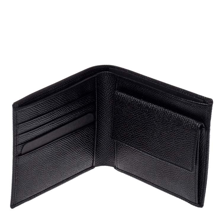Pre Owned Bvlgari Black Grained Leather Bifold Wallet