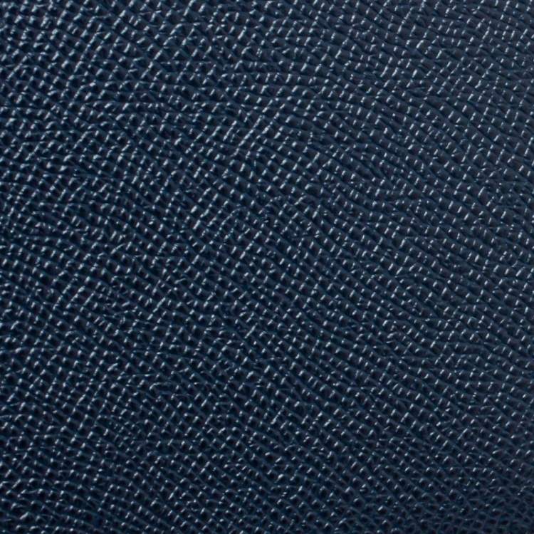 Pre Owned Bvlgari Navy Blue Grained Leather Bifold Wallet