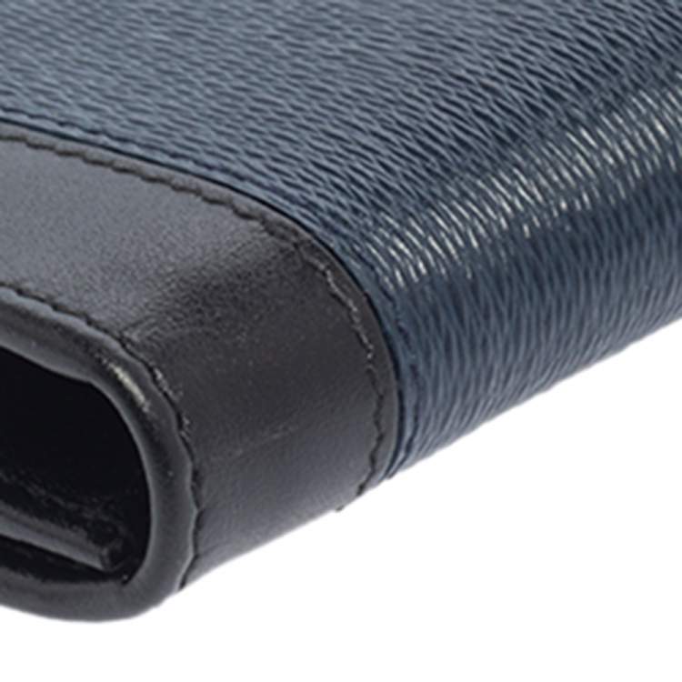 Pre Owned Bvlgari Blue/Black Leather Scaglie Long Wallet