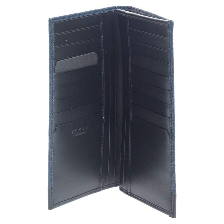 Pre Owned Bvlgari Blue/Black Leather Scaglie Long Wallet