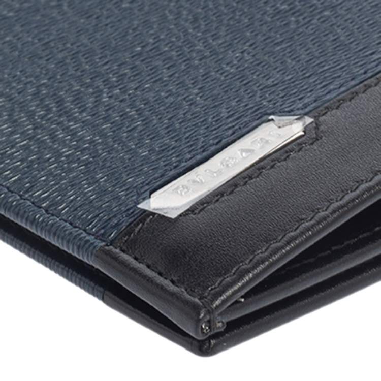 Pre Owned Bvlgari Blue/Black Leather Scaglie Long Wallet
