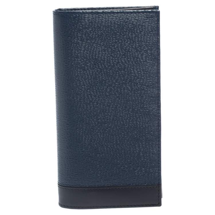 Pre Owned Bvlgari Blue/Black Leather Scaglie Long Wallet