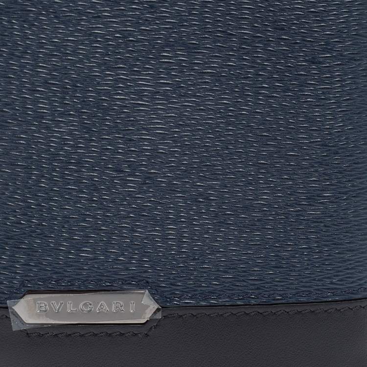 Pre Owned Bvlgari Blue/Black Leather Scaglie Long Wallet