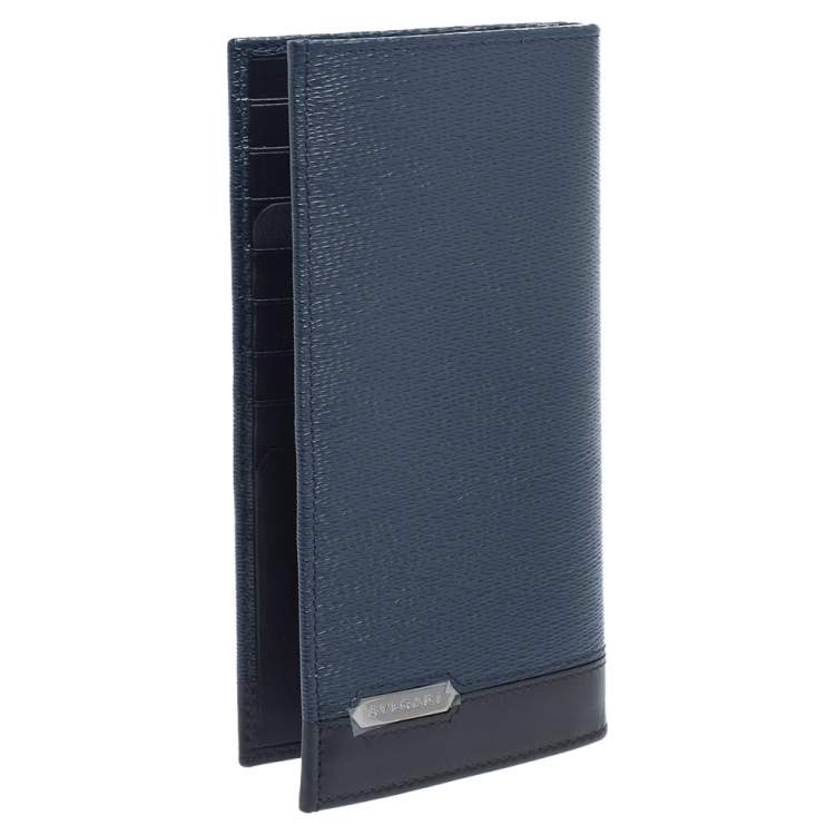 Pre Owned Bvlgari Blue/Black Leather Scaglie Long Wallet