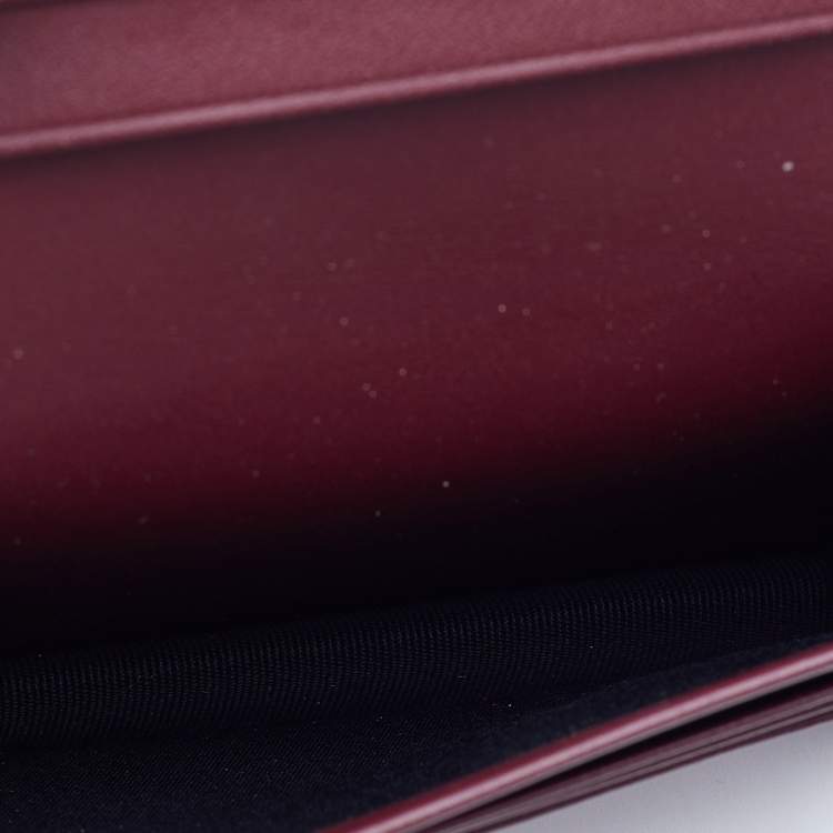 Pre Owned Bvlgari Burgundy/White Leather Card Holder