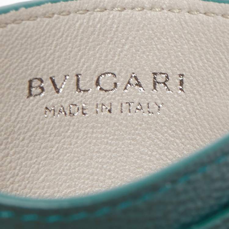Pre Owned Bvlgari Green/Grey Leather Bvlgari Bvlgari Card Holder