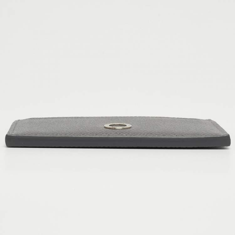 Pre Owned Bvlgari Grey Grain Leather Bvlgari Bvlgari Card Holder
