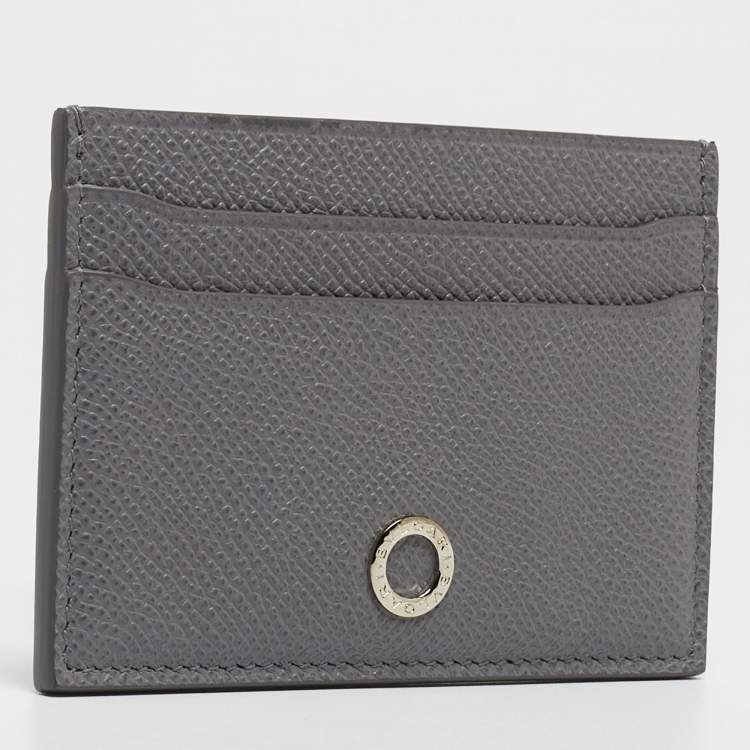 Pre Owned Bvlgari Grey Grain Leather Bvlgari Bvlgari Card Holder