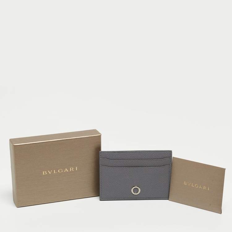 Pre Owned Bvlgari Grey Grain Leather Bvlgari Bvlgari Card Holder