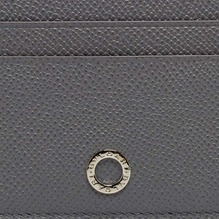 Pre Owned Bvlgari Grey Grain Leather Bvlgari Bvlgari Card Holder