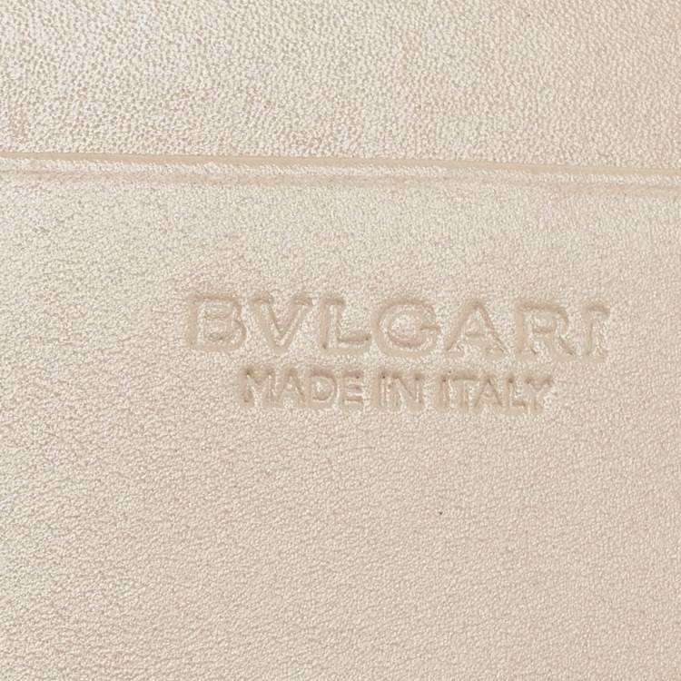 Pre Owned Bvlgari Two Tone Beige Leather Bifold Long Wallet