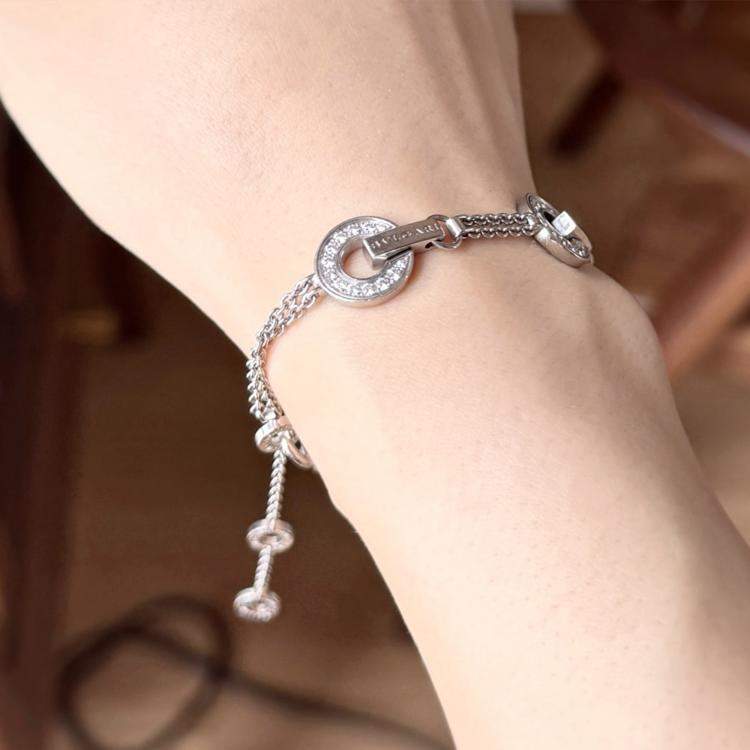 Pre Owned Bvlgari Bvlgari Bvlgari 18K White Gold and Diamond Bracelet 