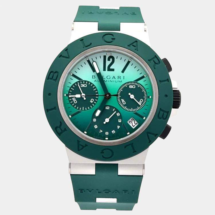 Pre Owned Bvlgari Aluminium 104076 Automatic Green Aluminium Men’s Wristwatch 40 mm