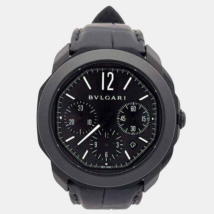 Pre Owned Bvlgari Octo Roma 103932 Automatic Black Stainless Steel Men’s Wristwatch 42 mm