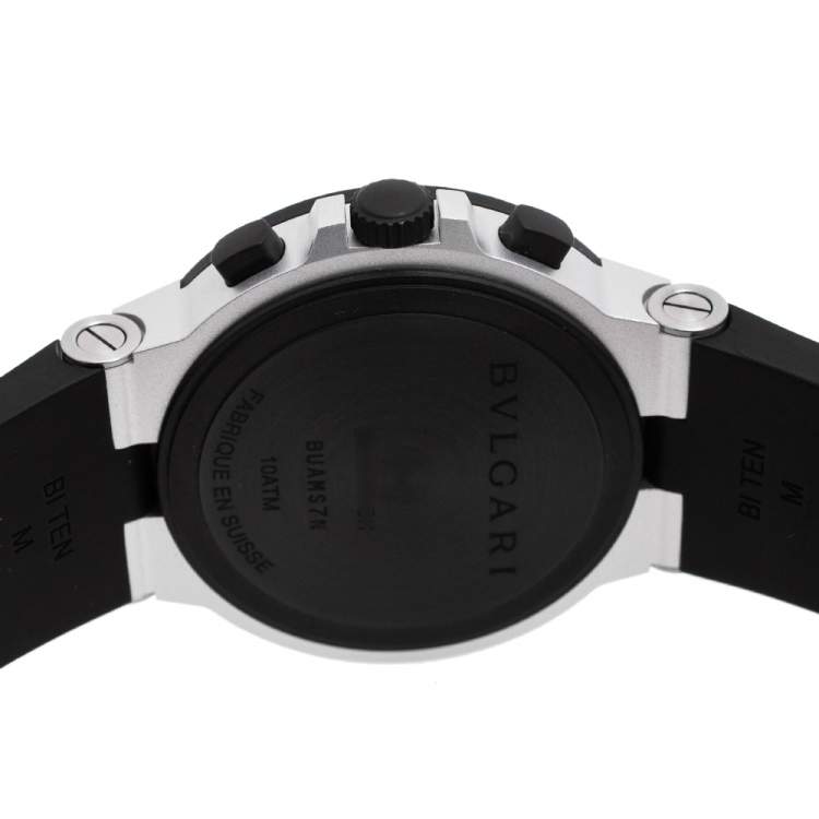 Pre Owned Bvlgari Grey Aluminum Rubber BB40ATCH Men's Wristwatch 40 mm