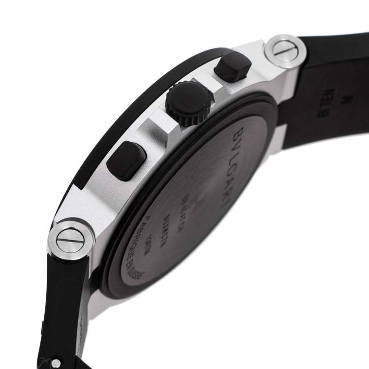 Pre Owned Bvlgari Grey Aluminum Rubber BB40ATCH Men's Wristwatch 40 mm