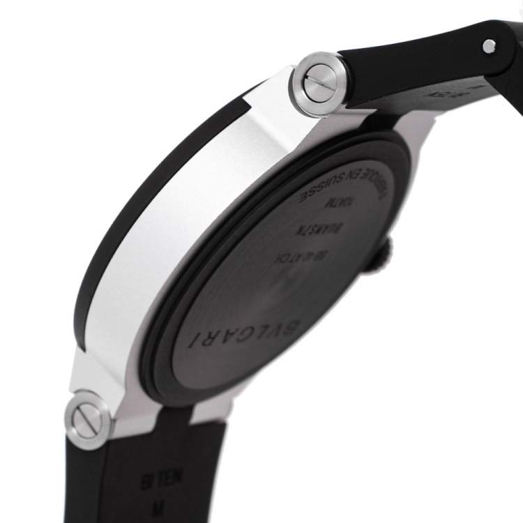 Pre Owned Bvlgari Grey Aluminum Rubber BB40ATCH Men's Wristwatch 40 mm
