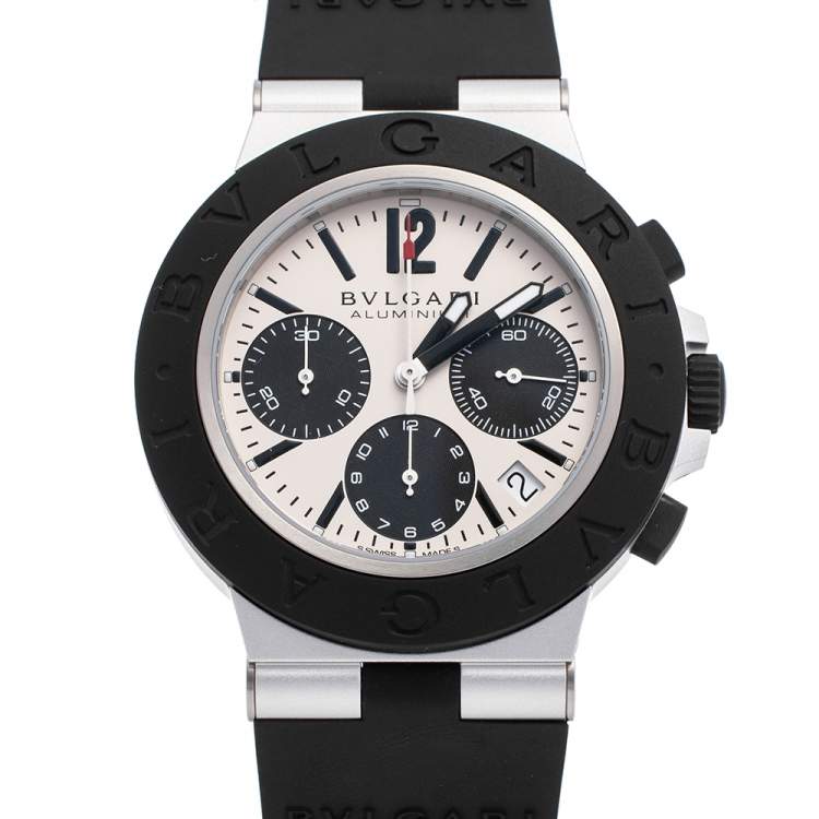 Pre Owned Bvlgari Grey Aluminum Rubber BB40ATCH Men's Wristwatch 40 mm