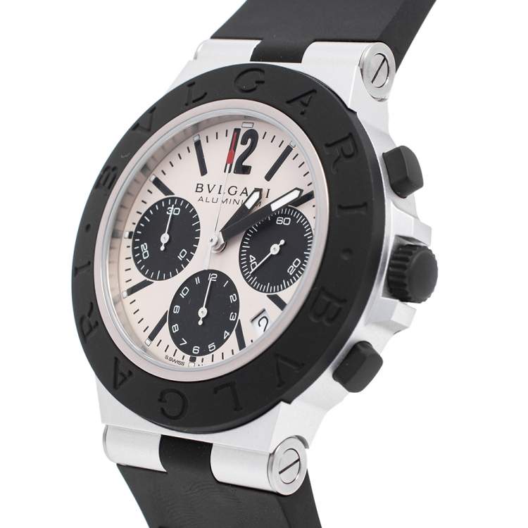 Pre Owned Bvlgari Grey Aluminum Rubber BB40ATCH Men's Wristwatch 40 mm