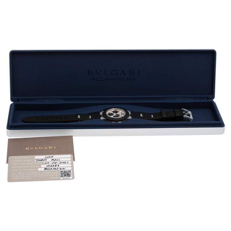 Pre Owned Bvlgari Grey Aluminum Rubber BB40ATCH Men's Wristwatch 40 mm