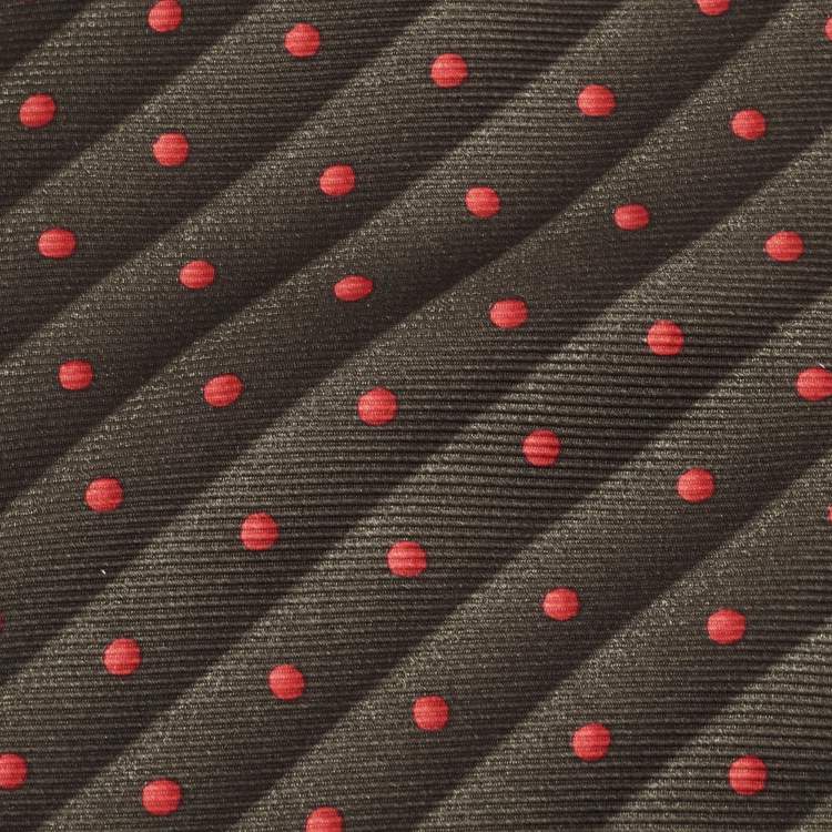 Pre Owned Bvlgari Green Dotted Stripe Silk Traditional Tie 