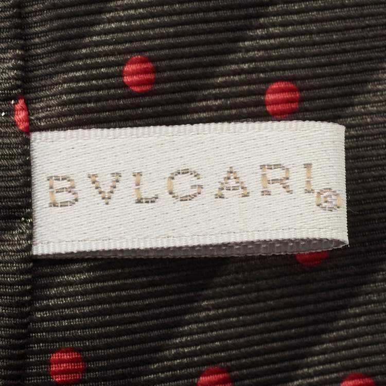 Pre Owned Bvlgari Green Dotted Stripe Silk Traditional Tie 