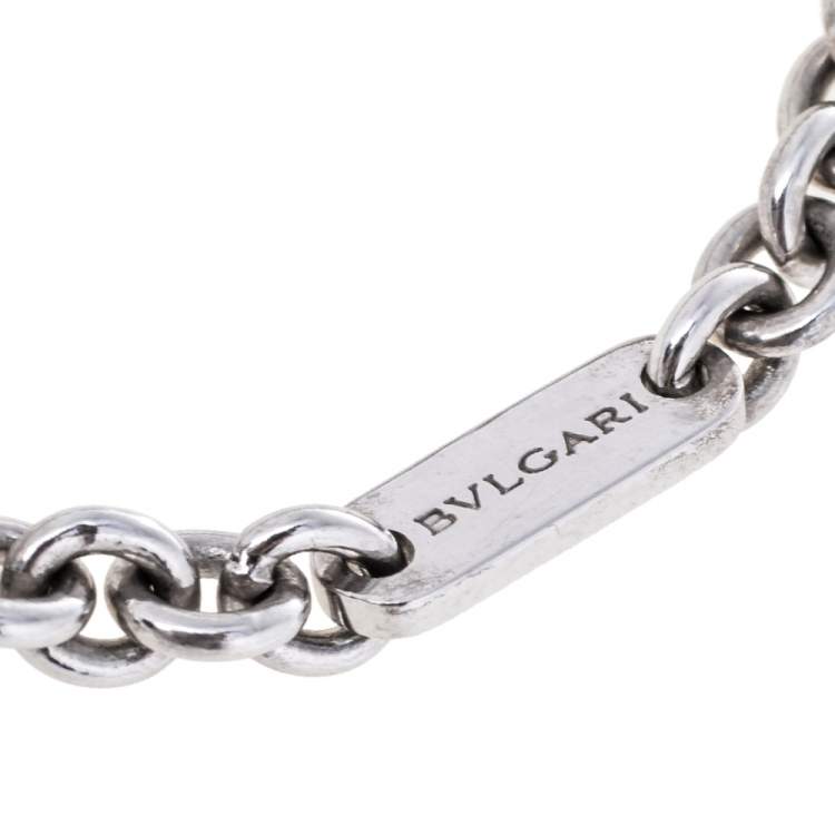 Pre Owned Bvlgari Logo Charm Sterling Silver Keychain