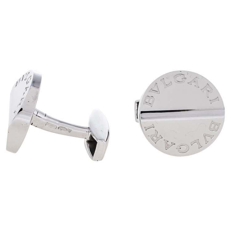 Pre Owned Bvlgari Silver Round Cufflinks