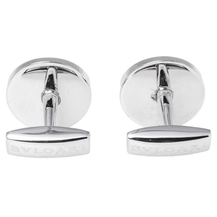 Pre Owned Bvlgari Silver Round Cufflinks