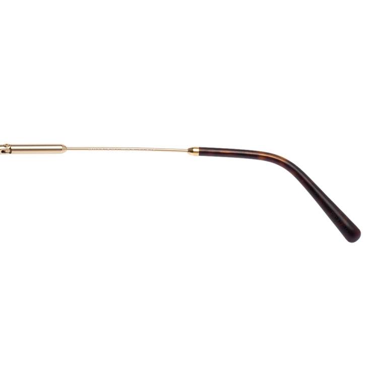 Pre Owned Bvlgari Brown Acetate 5044 Frameless Aviator Sunglasses