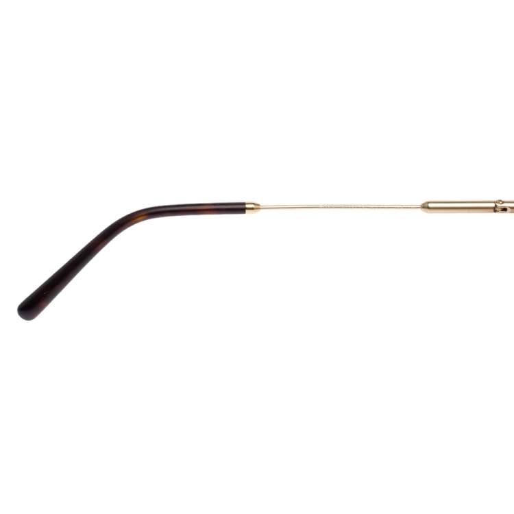Pre Owned Bvlgari Brown Acetate 5044 Frameless Aviator Sunglasses