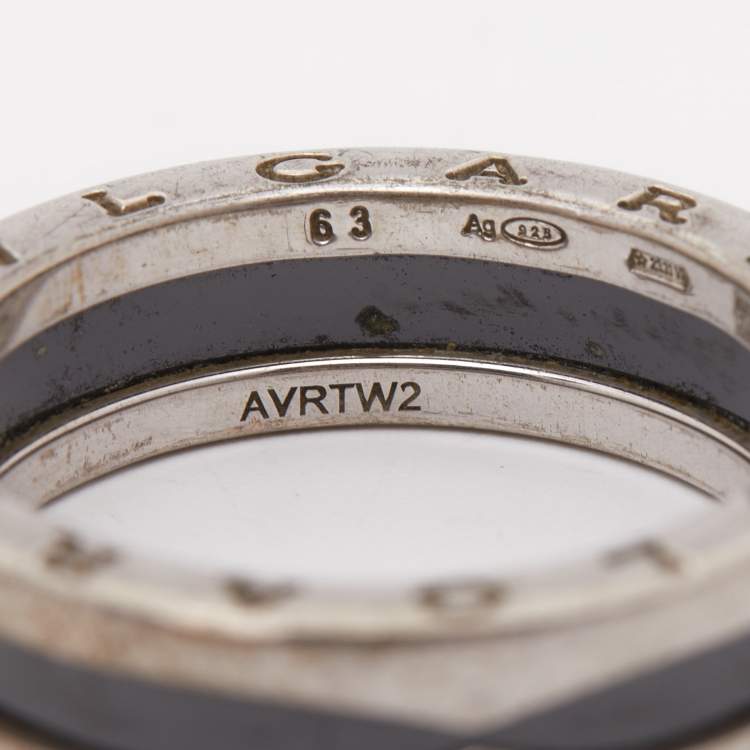 Pre Owned Bvlgari B.Zero1 Save The Children Black Ceramic Sterling Silver Ring Size 63