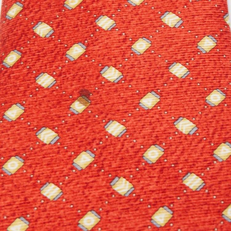 Pre Owned Bvlgari Red Printed Silk Traditional Tie