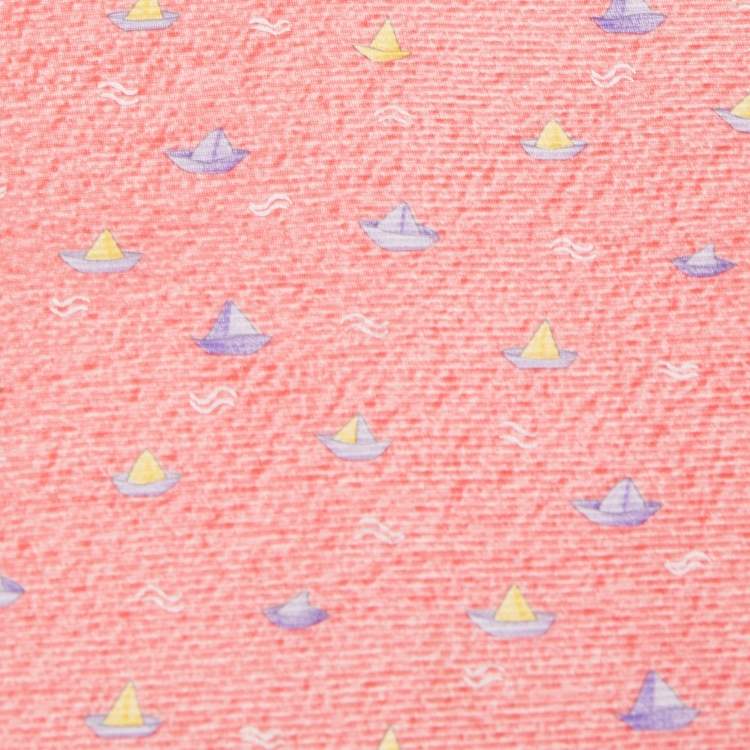 Pre Owned Bvlgari Pink Boat Print Silk Traditional Tie