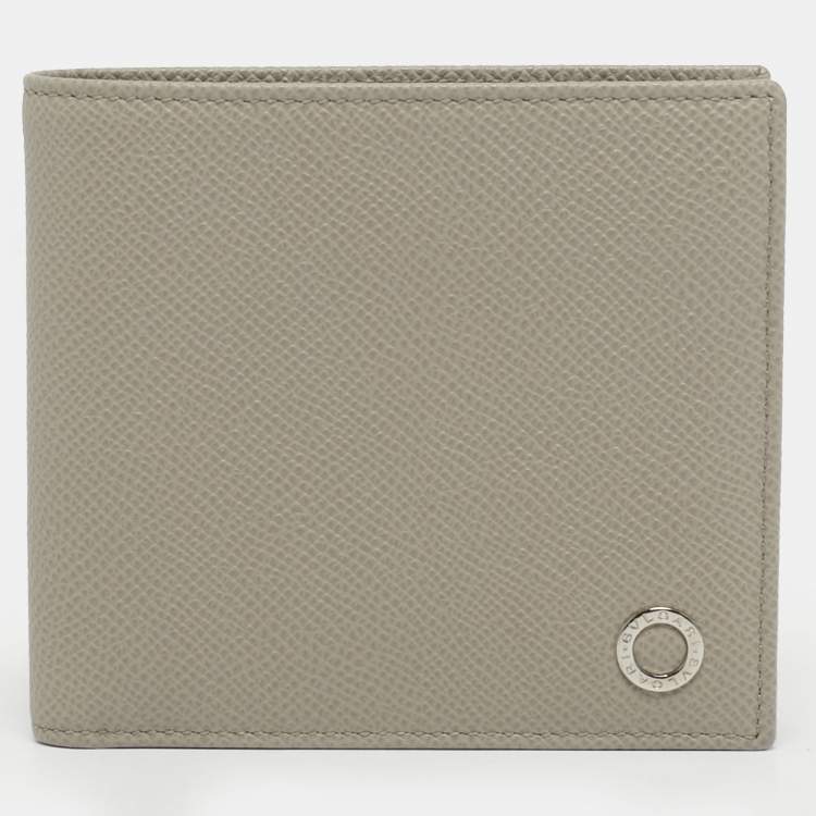 Pre Owned Bvlgari Light Grey Leather Bvlgari Bvlgari Bifold Wallet