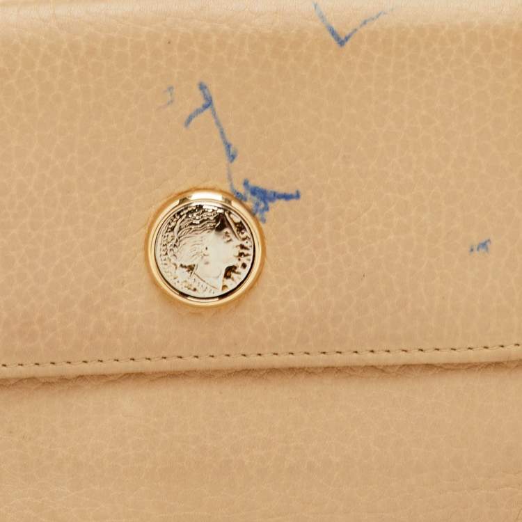 مملوكة مسبقًا Bvlgari Beige Leather Compact Wallet