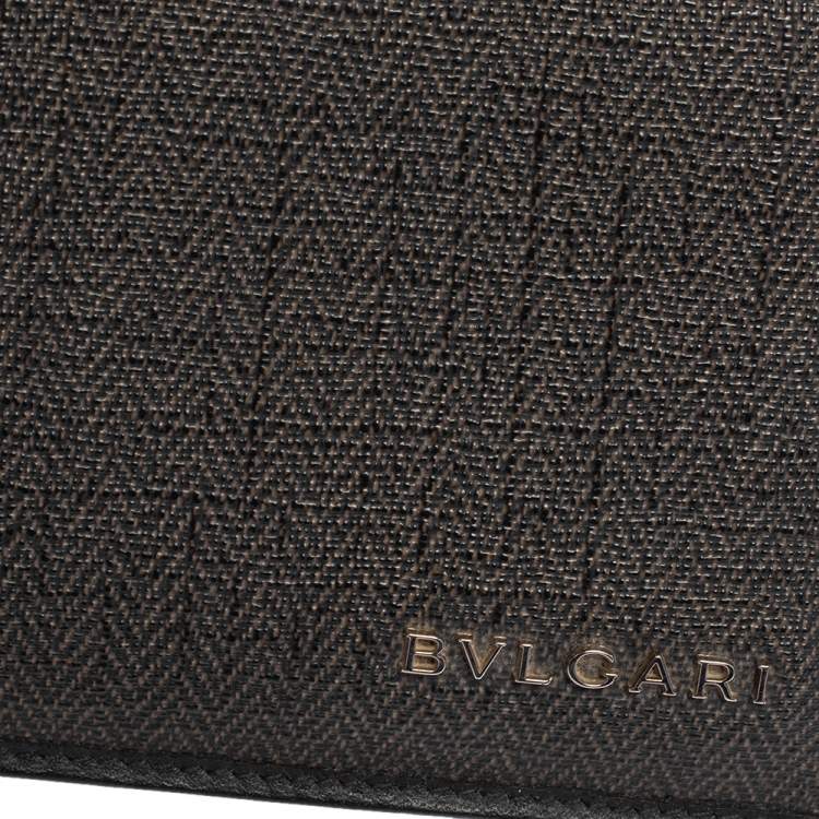 Pre Owned Bvlgari Dark Grey/Black Heritage Coated Canvas Bifold Wallet