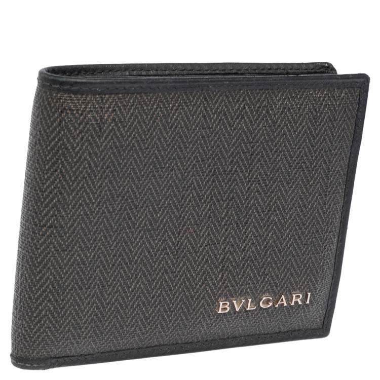 Pre Owned Bvlgari Dark Grey/Black Heritage Coated Canvas Bifold Wallet