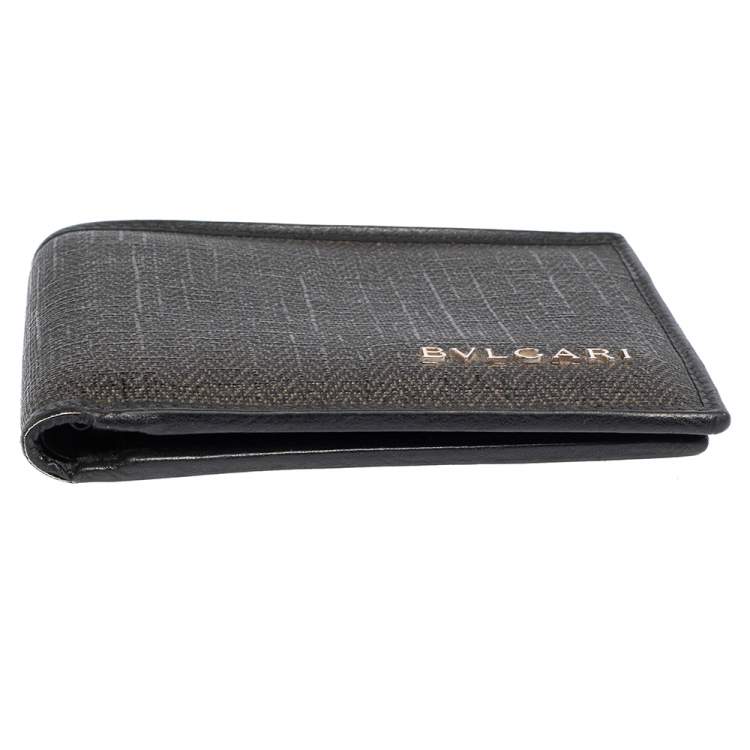 Pre Owned Bvlgari Dark Grey/Black Heritage Coated Canvas Bifold Wallet