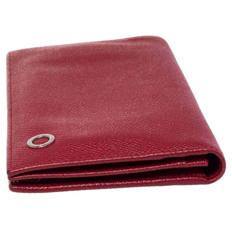 Pre Owned Bvlgari Red Leather Bvlgari Bvlgari Bifold Wallet 