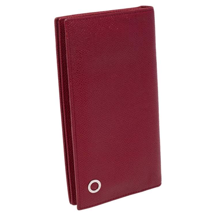 Pre Owned Bvlgari Red Leather Bvlgari Bvlgari Bifold Wallet 