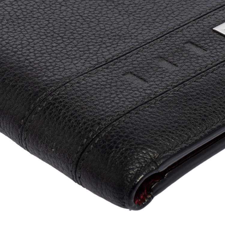 Pre Owned Bvlgari Black Leather Logo Bifold Compact Wallet
