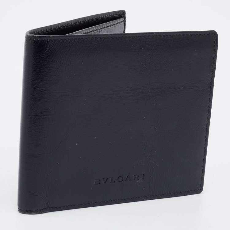 Pre Owned Bvlgari Black Leather Bifold Wallet 