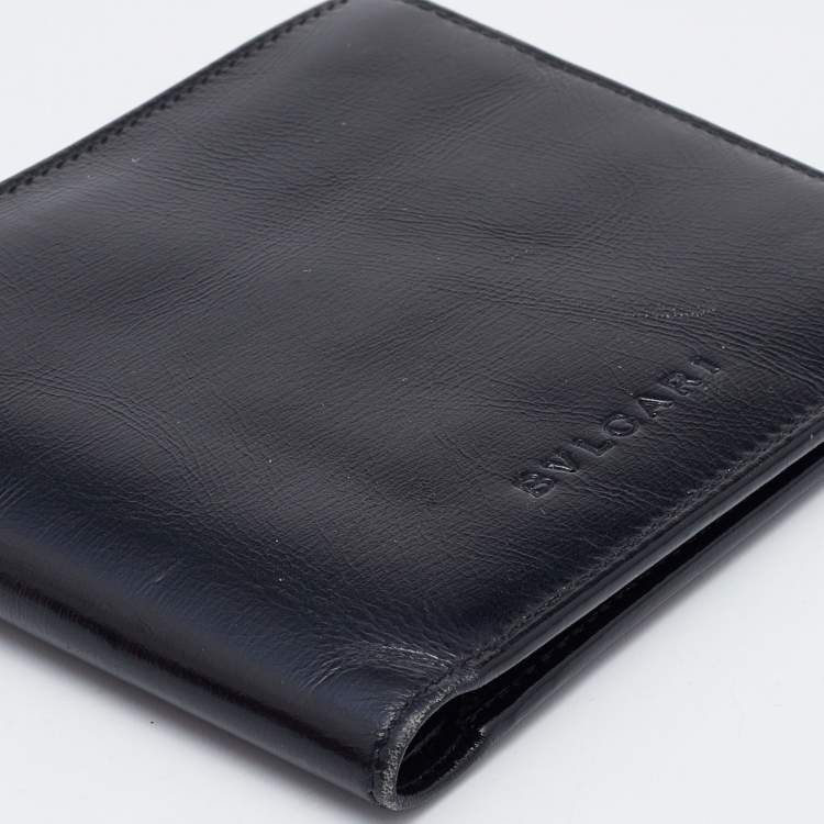 Pre Owned Bvlgari Black Leather Bifold Wallet 