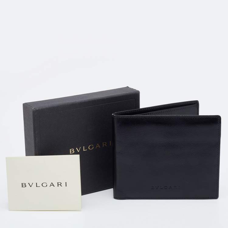 Pre Owned Bvlgari Black Leather Bifold Wallet 