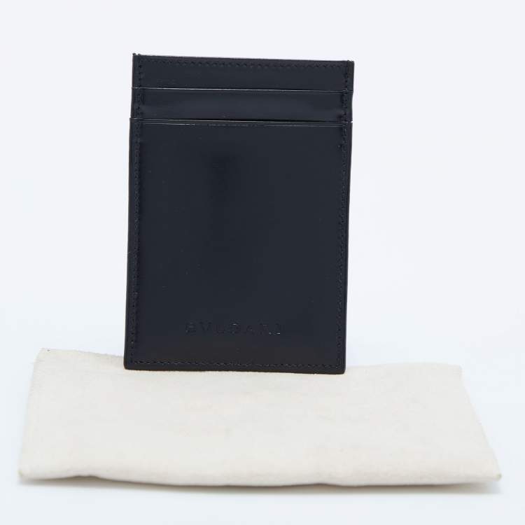 Pre Owned Bvlgari Black Leather ID Card Holder